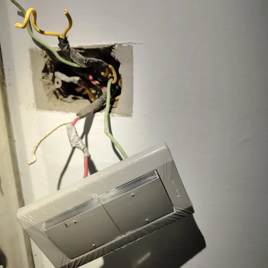 桃園水電施工實績－牆內開關線路檢測與面板更換